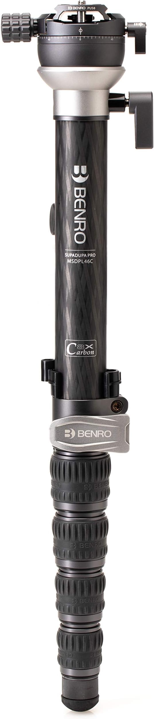 Benro SupaDupa Carbon Fiber Monopod – Lightweight 6-Section Professional Camera & Video Monopod with Leveling Pan Base, Twist Locks, and Reversible Mount for DSLR, Mirrorless & Camcorders (MSDPL46C)