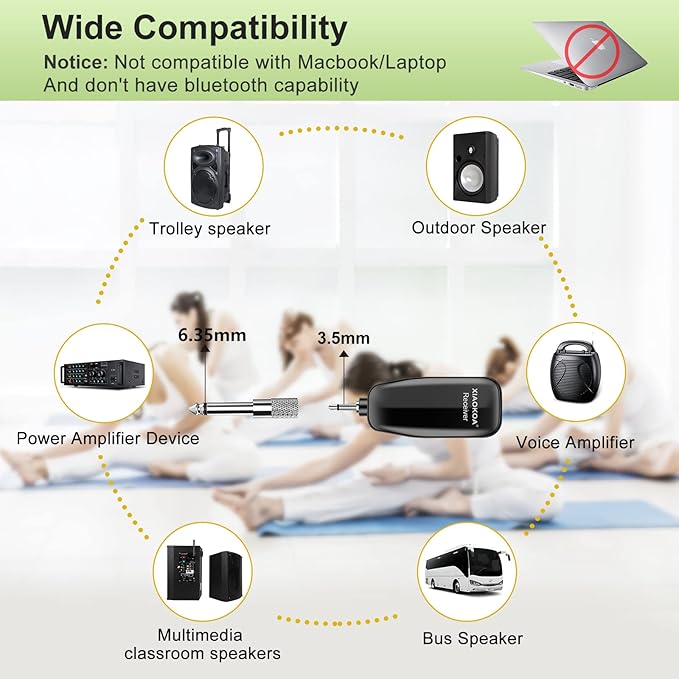 XIAOKOA Wireless Microphone Headset, UHF Head Mic Speaker System, Professional Voice Amplifier Headset Microphones, with LED Digital Display, for Teaching Fitness Instructor Tour Guide
