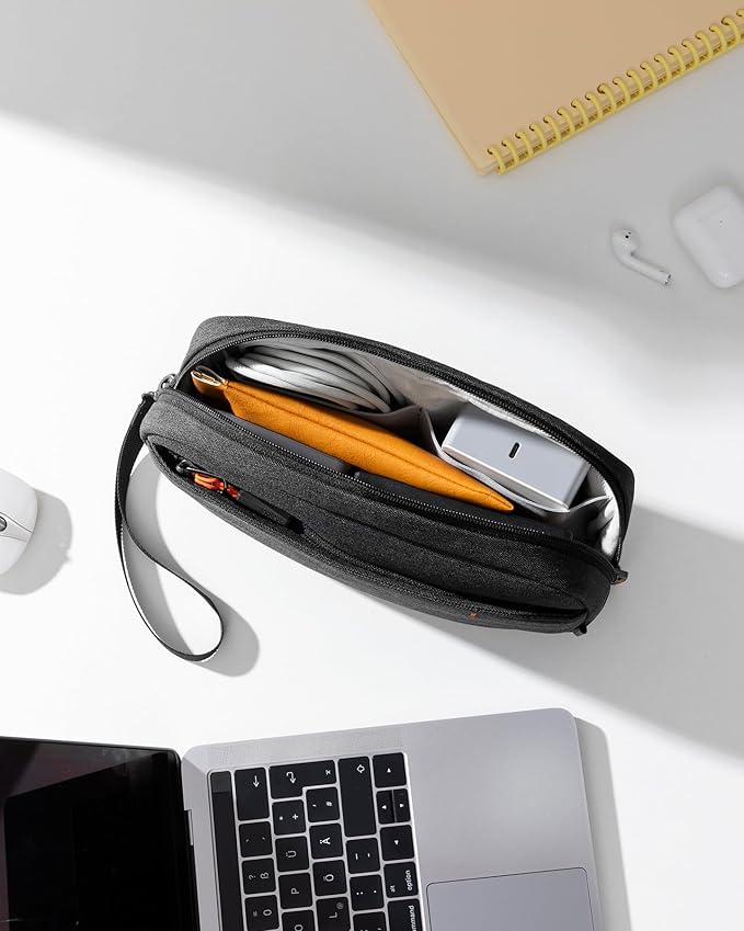 Inateck Electronics Organizer Travel Case, Water-resistant Cable Organizer Pouch, Multi-purpose Accessories Carry Case for Cord, Charger, Cables, Phone, USB Drive, Black, Medium