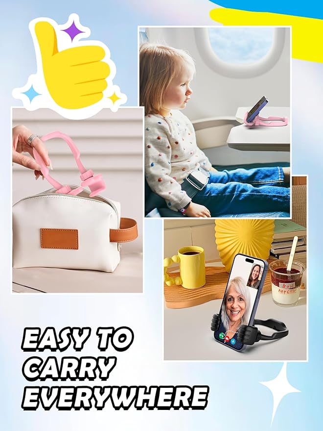 Easter Basket Stuffers for Teens Girls Kids Women Gifts: UPGRADE Adjustable Thumbs Up Lazy Phone Holder Cell Phone Stand for Desk Fun Birthday Ideas for Teenage Wife Mom Adults Easter Gifts Pink Stuff