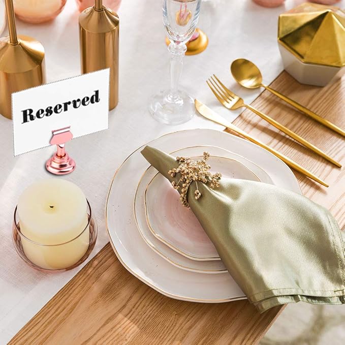 Urban Deco 16PK Table Number Holders Place Card Holders 1.7 Inch Table Card Holders Steel Card Holders for Photos, Food Signs, Memo Notes, Weddings, Restaurants, Birthdays(Rose Gold)