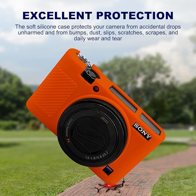 Easy Hood RX100 VII Case,Soft Silicone Protective Cover Protector Skin for Sony DSC-RX100 III RX100 V RX100 IV RX100 VII Digital Camera (Orange)