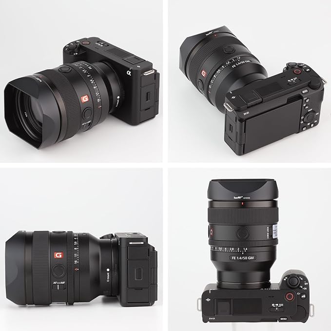 Haoge Lens Hood Metal Square Bayonet for Sony FE 35mm F1.4 GM, FE 50mm F1.4 GM,with Metal Front Cap, Replaces Sony FE35mm F1.4 GM Hood ALC-SH164