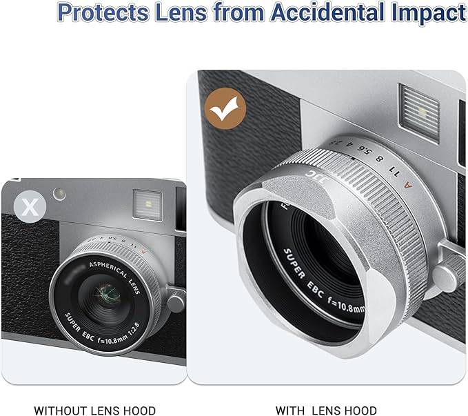 Metal Square X Half Lens Hood Sun Shade with Lens Cap for Fuji Fujifilm X Half Xhalf Digital Camera, Protective Cover Shading Hood Protector, Block Stray Light Reduce Flare - Dark Gray