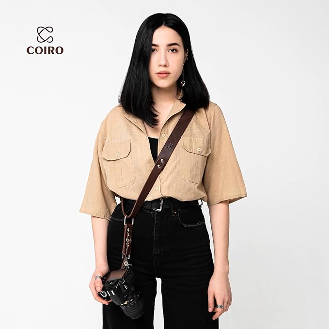 C Coiro Leather Camera Strap for One Camera Professional Single Leather Harness Shoulder Strap Quick Release