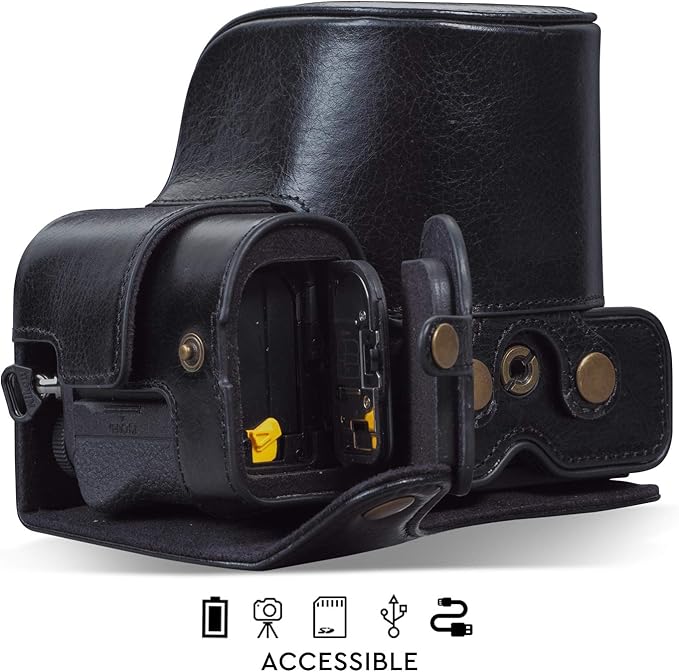 MegaGear MG1942 Ever Ready Genuine Leather Camera Case Compatible with Nikon Z5 - Black