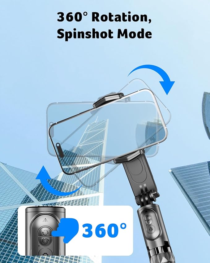 acer Gimbal Stabilizer 1Axis for iPhone/Cell Phone/Smartphone/Android with Remote Control&Light, Portable Gimbal Tripod Auto Balance Handheld Selfie Stick for Video Recording, Vlogging, Live Streaming