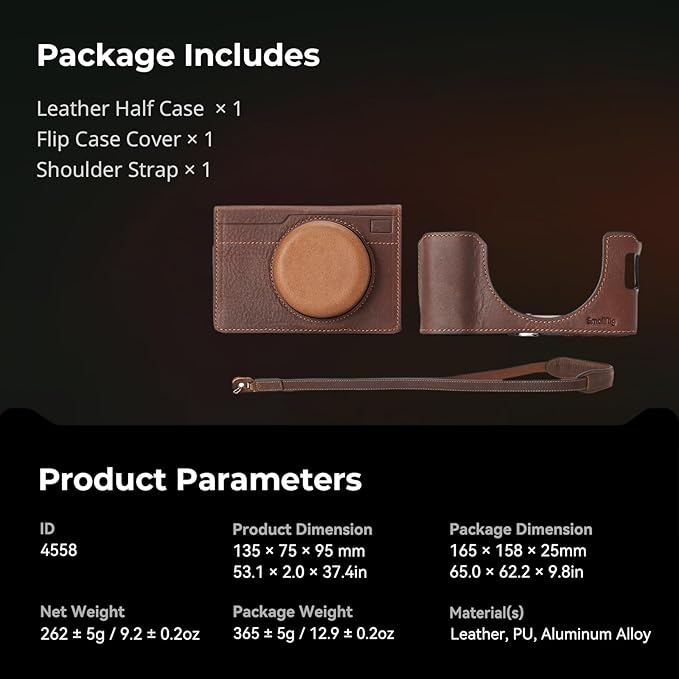 SMALLRIG Leather Case Kit for FUJIFILM X100VI, Including Half Case, Flip Cover and Shoulder Strap, Genuine Leather Material, Portable and Protecting - 4558
