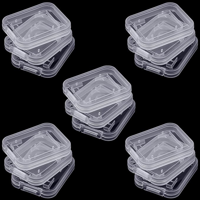 NUOMI 15Pcs SD/SDHC Memory Card Case Holder, Standard SD Plastic Storage Boxes, Clear Compact