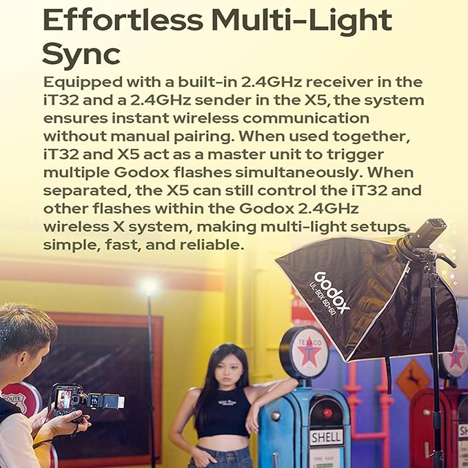 GODOX iT32 TTL Camera Flash with X5F Flash Trigger for Fuji Camera,Magnetic Hotshoe & Trigger 2-in-1,Touch Color Screen,Rotatable Flash Head,LED Modeling Lamp,1.5s Recycle Time,510 Full Power Flashes