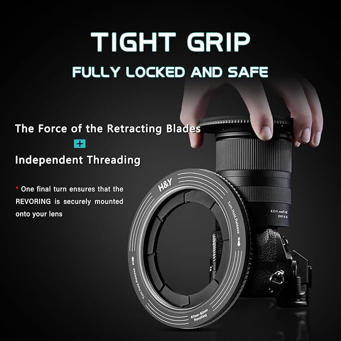 H&Y RevoRing Adjustable Step Up Ring 67-82mm to 82mm, Variable Lens Filter Adapter Ring, Universal Stepping System fits 67 72 77 82mm, Titanium Gray