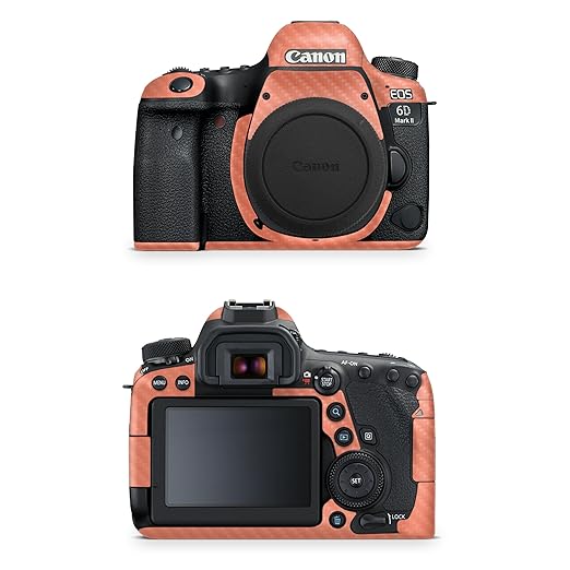 Carbon Fiber Camera Skin Compatible with Canon EOS 6D Mark II Camera (2017) - Solid Salmon - Premium 3M Vinyl Protective Wrap Decal Cover - Easy to Apply | Crafted in The USA by MightySkins