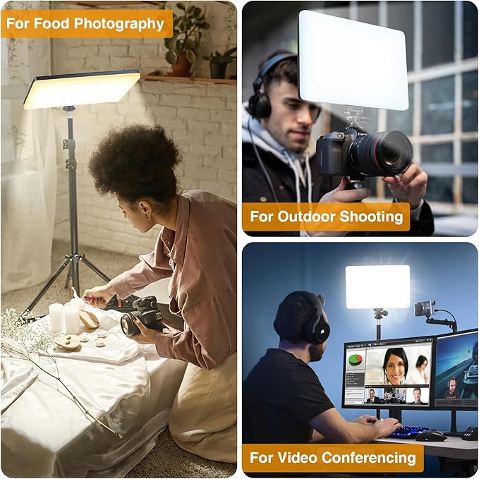 LED Video Light Panel, 20W Photography Lighting Portable Camera Soft Light Built-in 4000mAh Battery Type C, 2500K-8500K Photo Led Light for Video Recording Live Streaming Outdoor Indoor