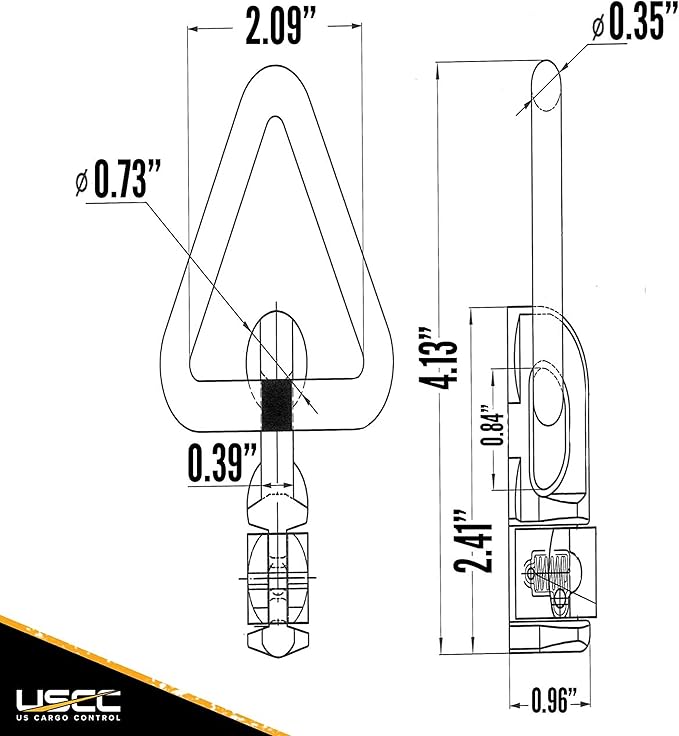US Cargo Control Double Stud L Track Fitting with Delta Link (10 Pack), 5,000 LBS Break Strength, Use with L Track Rails in Truck Bed or Trailer, Automatic Locking with Spring Release
