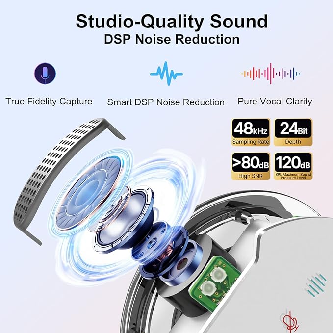 Vislla Mini Microphone for iPhone, iPad & Android,12H Battery, Noise Reduction Wireless Lavalier Microphone, Clip On Lapel Mic for Vlogging/YouTube/Tiktok/Streaming/Interview/Video Recording