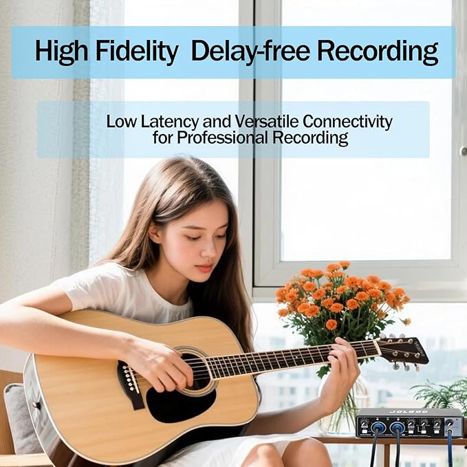 USB Audio Interface for Recording Music, 24-Bit/192kHz, Plug and Play Audio Interface for PC, Mac, and Smartphone – Low Latency, XLR/Line In, Headphone Out