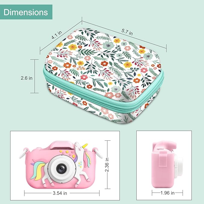 FINTIE Kids Camera Case Compatible with Goopow/Seckton/Dylanto/Mgaolo/Masterbee/CIMELR/Desuccus Kids Digital Camera Toys, Children Carrying Bag, Birthday Festival Gift, Spring Bloom