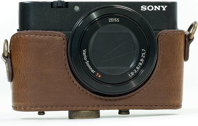 MegaGear Ever Ready Protective Leather Camera Case, Bag for Sony Cyber-Shot DSC-WX500 Digital Camera (Dark Brown) (MG600)