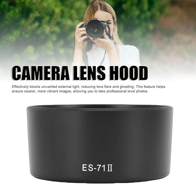 Yunseity Lens Hood for EF 50mm f1.4 USM ES-71II Black ABS Bayonet Mount Shade Compatible with 58mm Filter Protector for 50mm f1.4 Lens