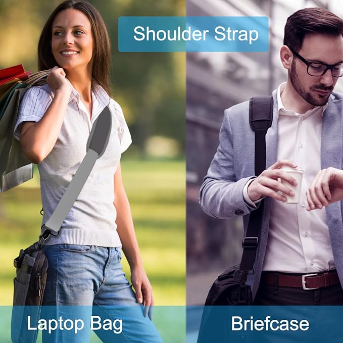 Shoulder Strap, Durable 55" Universal Replacement Laptop Shoulder Strap, Adjustable Comfortable Belt with Metal Hooks for Briefcase, Computer Messenger Bag, Laptop Case Luggage/Duffel/Camera, (Grey)