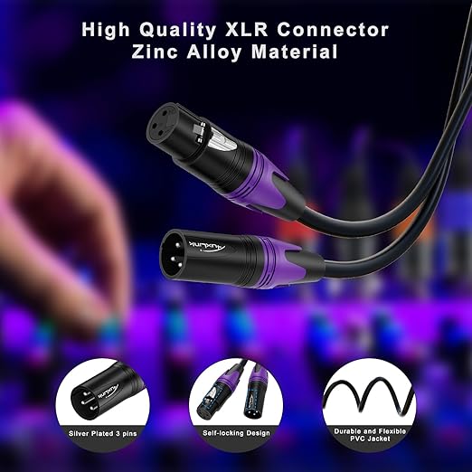 XLR Cables, Banlaced XLR Cable Male to Female 75ft 2Pack Mic Cable Gold-Plated 3-Pins, XLR Speaker Cables Compatible with Microphones, Stage Lighting, Speaker Systems and More