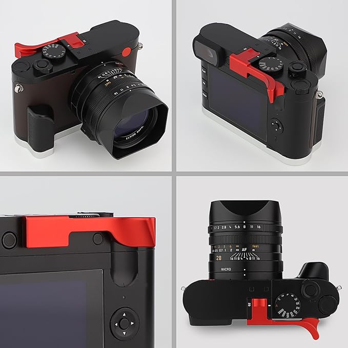 Haoge THB-QR Metal Hot Shoe Thumb Up Rest Thumbs Up Hand Grip for Leica Q2 Camera Red