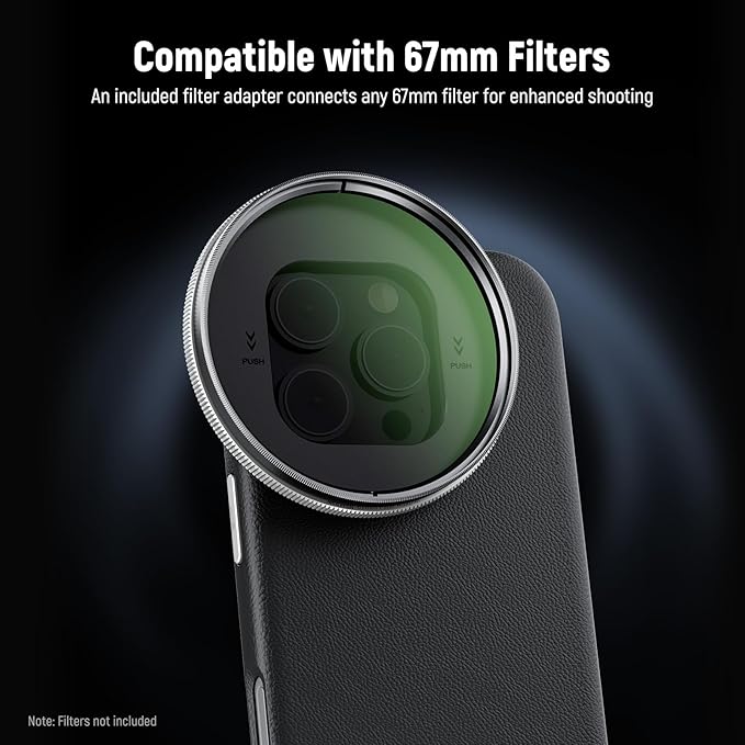 NEEWER Phone Case for 16 Pro, TPU/PC Nonslip Protective Phone Cover with Modular Backplates for 67mm Thread Filter/17mm Lens/T Mount Lens, Compatible with iPhone 16 Pro MagSafe Moment, PA083P Black