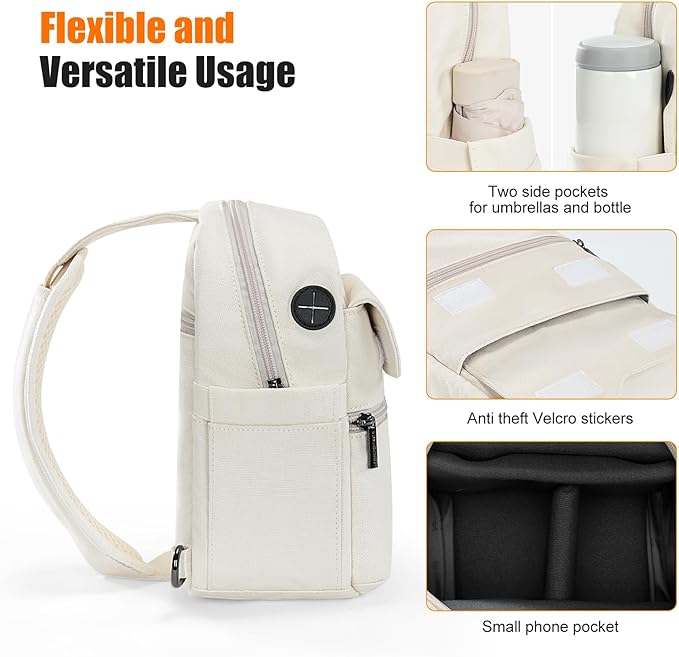 Cwatcun Camera Bag Small Compact Camera Sling Case, Waterproof Canvas Crossbody Camera Bag with Rain Cover, Travel Photography Bag for Canon, Nikon, Sony, Fuji DSLR/SLR/Mirrorless Cameras, Lens