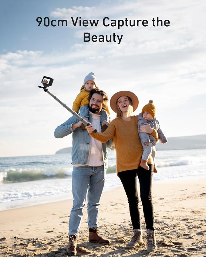 TELESIN 35" Extension Selfie Stick for GoPro, Portable Vlog Selfie Stick Handle Monopod Pole for GoPro Hero 13 12 11 10/Insta 360/DJI Osmo 360 Action 5 4 Pocket/AKASO Travel Action Camera Accessories