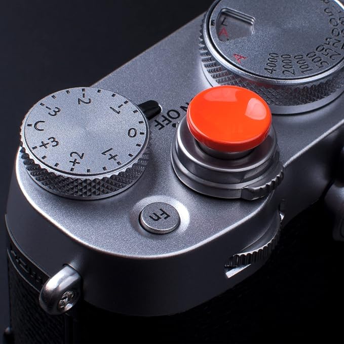 VKO Metal Soft Shutter Release Button,Delicate Camera Shutter Button Black Red Orange 11mm Concave Surface(3 Pack)