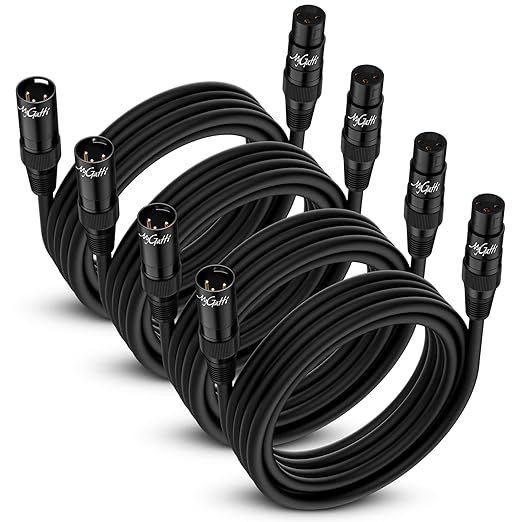 XLR Microphone Cable 7FT 4 Pack, Gold-Plated 3 Pin XLR Male to Female Balanced Mic Audio Cord, AL & OFC Dual Shielded Patch Cable for Speaker, Podcast, Mixer, Amplifier, Recording