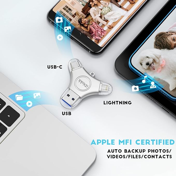 App*le Certified iDiskk 1TB iPhone 17 and 16 Photo flashdrive for iPhone Photo Stick USB -C iPad Pro Android Samsung for iPhone 15/14/14 PRO/13/13 PRO/12 pro/12/11, Thumb Drive for iPhone Photos