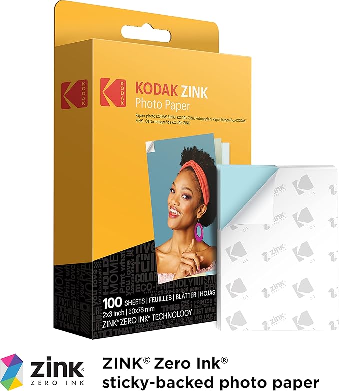 KODAK 2"x3" Premium Photo Paper (100 Sheets) Compatible with PRINTOMATIC, Smile and Step Cameras and Printers (Packaging May Vary)