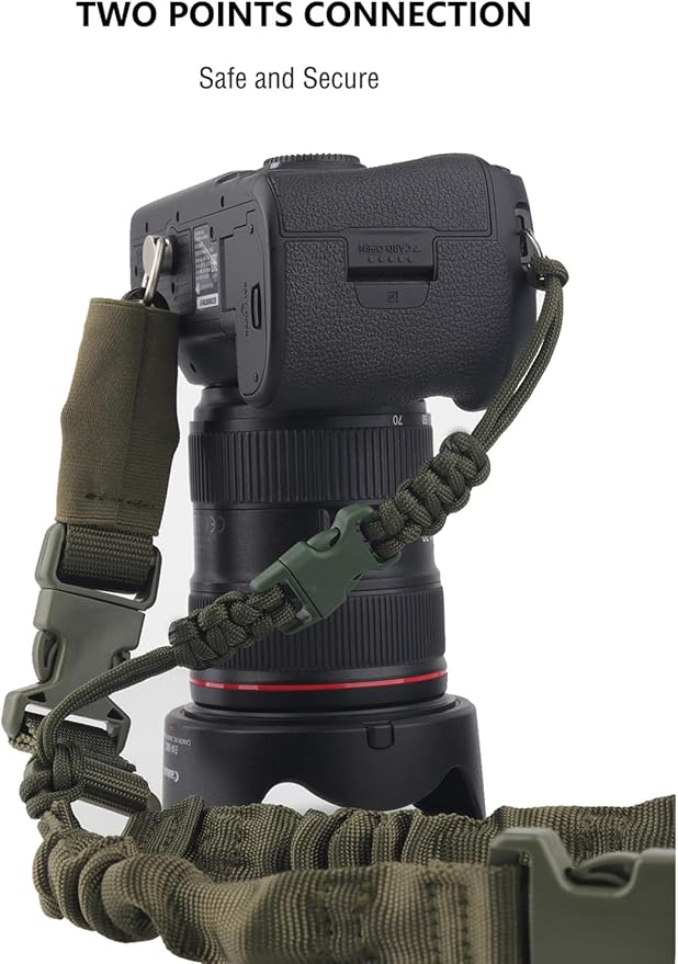 Camera Shoulder Strap Quick Release with Safety Tether, Unique Adjustable Camera Neck Strap for Nikon for Sony for Canon for Olympus DSLR Camera - Army Green