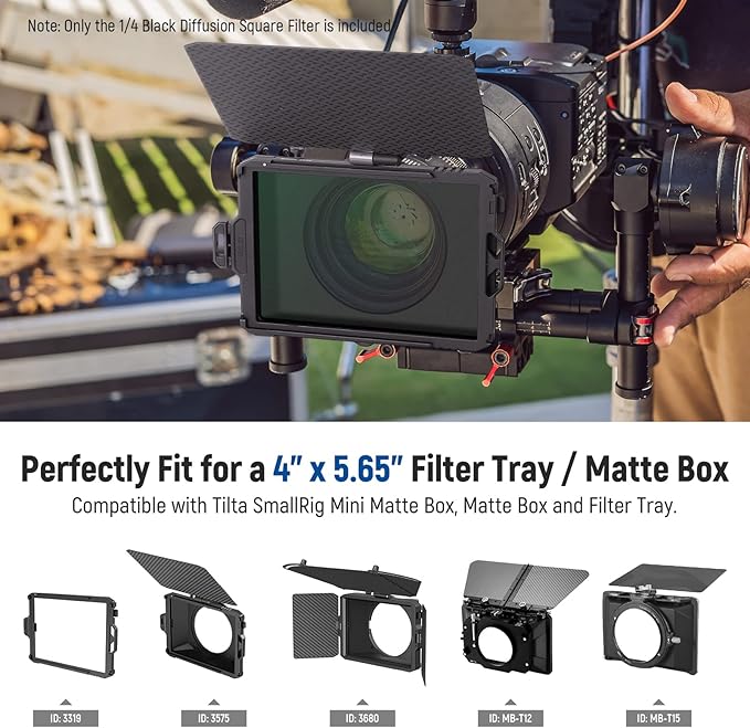 NEEWER 1/4 Black Diffusion Effect 4"x5.65" Cinema Square Filter (Rectangular) with HD Optical Glass Compatible with Tilta Compatible with SmallRig Matte Box for Dreamy Cinematic Photo Videography