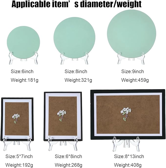 HESTYA 6 Pack Acrylic Easel Stand, Display Stand, Plate Holder for Display, Photo Holder Picture Frame Book (Clear,7 Inch)