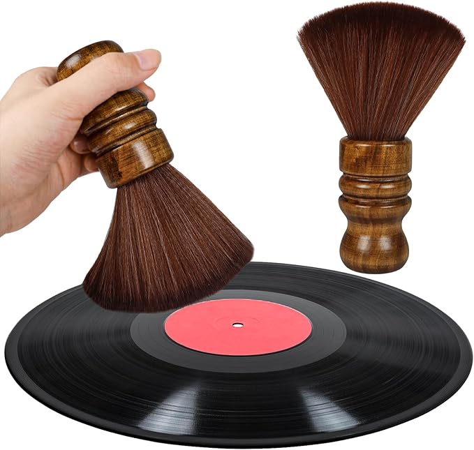 Vinyl Record Cleaner Brush, Anti Static Dust Remover with Fine Fiber Bristles, Wood Record Brush Accessories for Vinyl Albums LP CD Cartridge (Dark Brown)