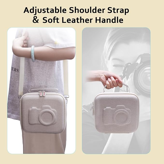 XANAD Hard Camera Case Bag Compatible with Canon EOS Rebel T7/ T100/ R50/ R50 V/RP/ R8/ R6 Mark II/ R7/ R10 DSLR Mirrorless Cameras, for Canon Sony Kodak Panasonic Nikon DSLR Mirrorless Camera, Cream