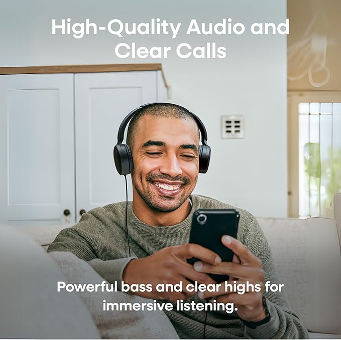 JVC USB-C Wired On-Ear Headphones with Mic – Comfortable All-Day Wear, Clear Calls, Rich Sound – Foldable & Lightweight – Tangle-Free Single-Sided Cable – Great for Gaming & Work from Home