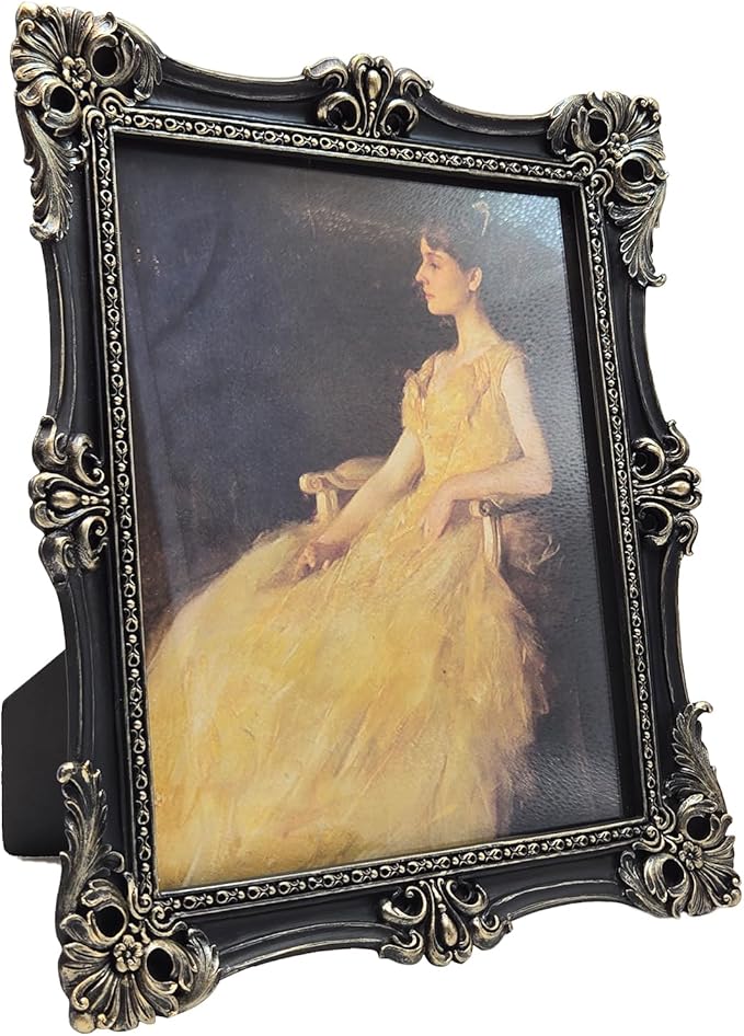 CISOO 8x10 Vintage Picture Frame Antique Ornate Black and Gold Photo Frame, for Table Top and Wall Display, Decorative Floral Design Retro Home Decor, Photo Gallery Art