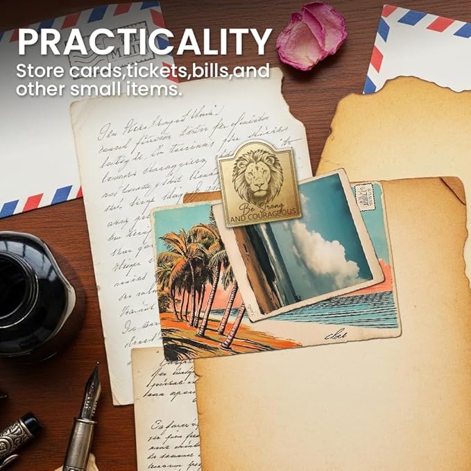 ANATTASOUL Journal Clip Vintage Lion Metal Brass Clips, Decorative Heavy Duty Journal Page Holder Clips for Book, Paper, Bookmark