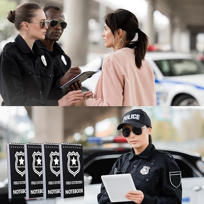 Teling 16 Packs Public Safety Police Field Interview Notebook Report Notepad for Law Enforcement Officer Gifts Ticket Book Notebook Cop Interview Equipment Accessories, 70 Sheets/ 140 Pages