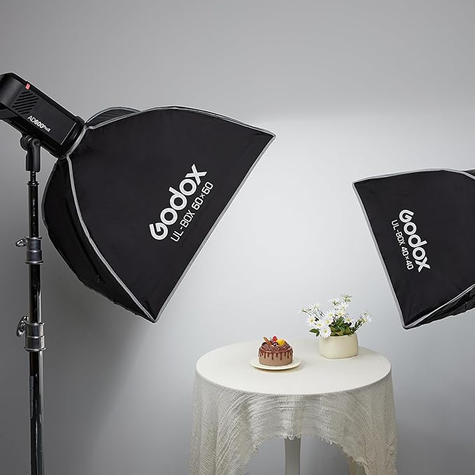 Godox 24”x24” Square Softbox with Bowens Mount, UL-BOX-60 24”/60cm Folding Quick Release Softbox Foldable Soft Box with Grid, Diffuser for Godox SMALLRIG/Neewer/Aputure
