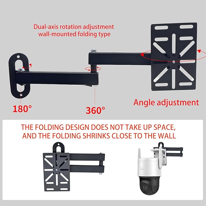 NVRTTRR Movable L-Shaped Dome Camera Bracket, Used for Wall-Mounted Installation of Security Dome Cameras, Camera Installation, (Movable L-Shaped Bracket + Wall-Mounted Bracket) (7.8in+7.8in)