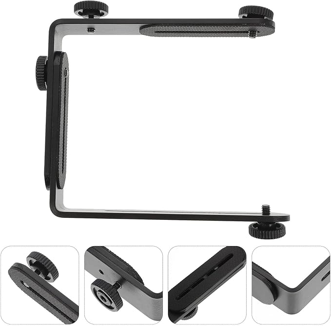 BESPORTBLE Dual Metal Bracket for DSLR Camera and Flashlight Screw Holder for Tripods Mounting Support for Speedlight and LED Photography Lights