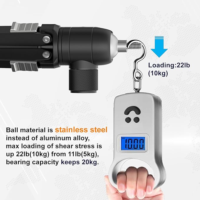 SIOTI Tripod Mini Ball Head, Stainless Steel Material, Panoramic 360° Vertical Pan 90°, Compatible with Digital Camera/Compact DSLR/Cell Phone/Monopod/Light Stand/Action Camera etc.