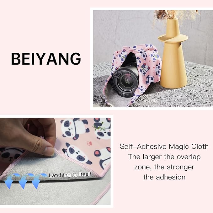 13.8x13.8 Inch Camera Protective Wrap, Lens Protector Wrapper, Pink Panda Pattern Magic Self-Adhesive Cloth for Camera/Lens/Phone/DSLR/Laptop/Accessories, Anti Scratch Equipment Wrap Storage Pouch