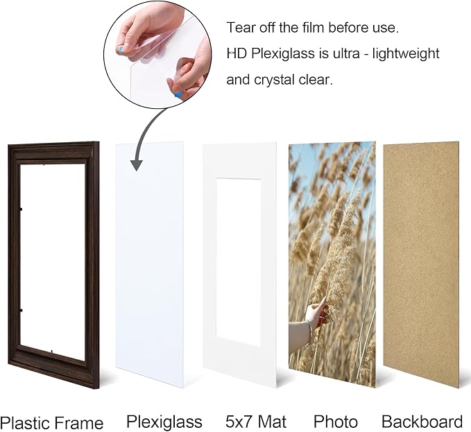 Vittanly 8x10 Picture Frames Set of 2, Ornate Vintage Photo Frame for Wall or Tabletop, Display 5x7 Pictures with Mat or 8x10 without Mat, Rustic Brown