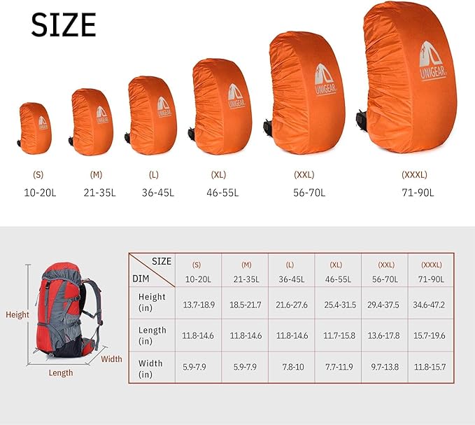 Unigear Backpack Rain Cover Waterproof Rating 5000mm, Ultraportable and Durable with 2 Anti-Slip Buckle Strap, Integrated Carry Pouch Design