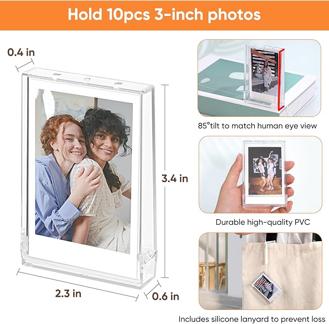 Fintie [2 Sets] Picture Holder Storage Case for Fujifilm Instax Mini 12/11/99/40/9/7+/SE/EVO/MINI LiPlay, Instant Camera Film 3 inch Photo Organizer Pouch, Travel Portable Photos Holder Box, Clear